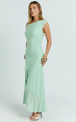 Judee Midi Dress - One Shoulder High Side Split Dress in Sage