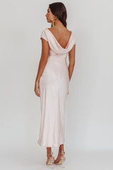 Loveland Cap Sleeve Cowl Back Midi Dress Blush