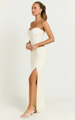 Christina Maxi Skirt - Crochet Maxi Skirt With Front Split in Cream