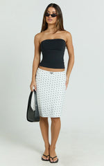 Gina Midi Skirt - Knee Length Slip Skirt in Mono Polka Dot