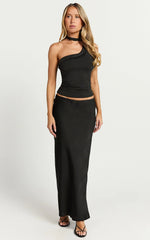Augustine Maxi Skirt - Low Waisted Bias Cut Skirt in Black