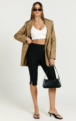 Melenda Pants - Tailored Side Split Capri Pants in Black