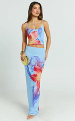 Lilly Maxi Skirt - Mesh Low Waist Skirt in Electric Orchid