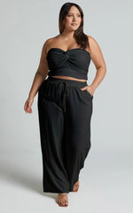 Kala Pants - Mid Waisted Relaxed Elastic Waist Pants in Black