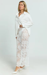 Dahlia Midi Skirt - Lace Skirt in White