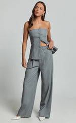 Hope Pants - Wide Leg Tailored Pants in Grey