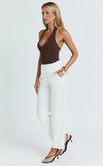 Kobby Pants - High Waist Turnup Ankle Length Pants in Off White