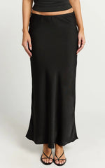 Augustine Maxi Skirt - Low Waisted Bias Cut Skirt in Black