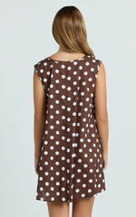 Holly Mini Dress - V Neck Dress in Chocolate Spot