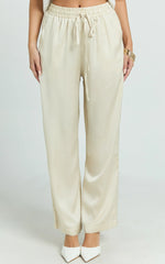 Jinky Pants - Satin Drawstring Pants in Off White