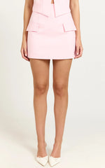 Florence Mini Skirt - Faux Pocket A Line Skirt in Pale Pink
