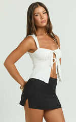 Leona Mini Skirt - Tailored Mid Waisted Skirt in Black