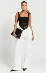 Augustus Pants - High Waisted Wide Leg Tailored Pants in White