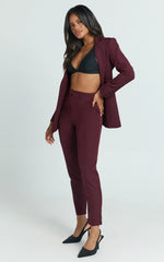 Hermie Pants - High Waisted Cropped Tailored Pants in Wine