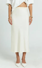 Georgine Midi Skirt - Mid Waist Slip Skirt in Cream