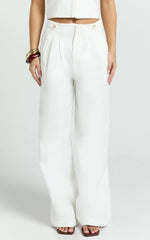 Oliver Pants - High Waist Wide Leg Pleated Pants in White