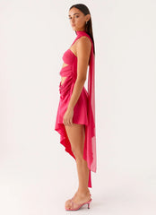 Circa Scarf Midi Dress - Hot Pink