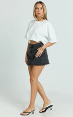 Harriet Skort - Mid Waisted Recycled Denim Skort in Black