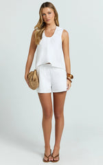 Ruby Two Piece Sets - Cotton Shell Top and Short Set in White
