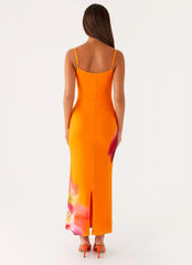 Kasey Midi Dress - Orange Tropical