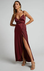Mine Would Be You Midi Dress - Wrap Dress in Wine