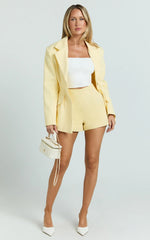 Harvey Shorts - High Waisted Tailored Shorts in Lemon