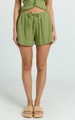 Olivia Shorts - Drawstring Relaxed Linen Shorts in Sage