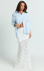 Kamille Maxi Skirt - Lace Mermaid Hem Skirt in White