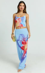 Lilly Maxi Skirt - Mesh Low Waist Skirt in Electric Orchid