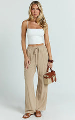 Kala Pants - Mid Waisted Relaxed Elastic Waist Pants in Sand