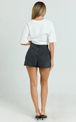 Harriet Skort - Mid Waisted Recycled Denim Skort in Black