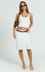 Gina Midi Skirt - Knee Length Slip Skirt in Cream