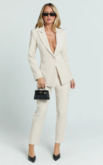 Hermie Pants - High Waisted Cropped Tailored Pants in Putty