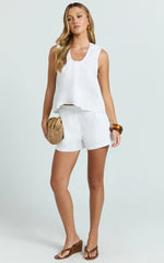 Ruby Two Piece Sets - Cotton Shell Top and Short Set in White